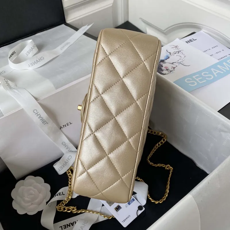 Chanel AS3921 Flap Chain Bag Gold Lambskin Gold