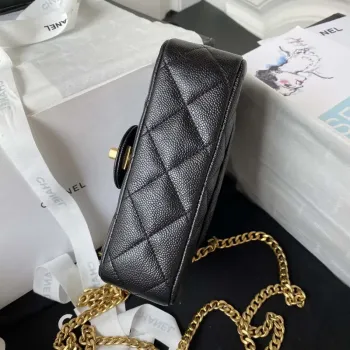 Chanel AS3828 Mini Flap Chain Bag Black Calfskin Gold