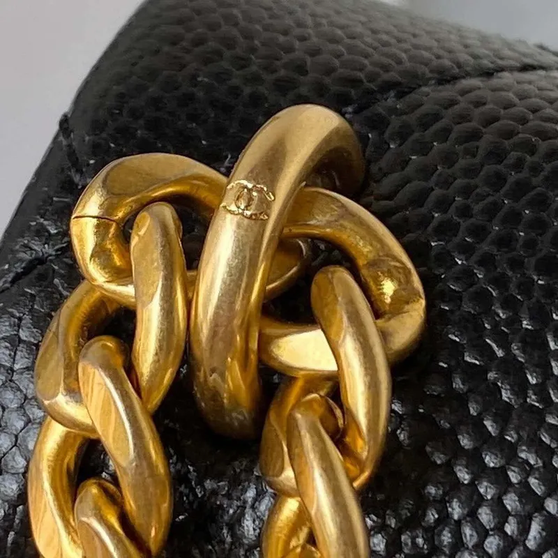Chanel AS3828 Mini Flap Chain Bag Black Calfskin Gold