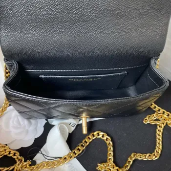 Chanel AS3828 Mini Flap Chain Bag Black Calfskin Gold