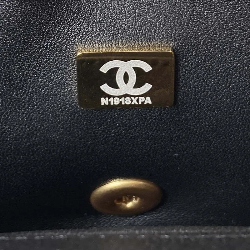 Chanel AS3828 Mini Flap Chain Bag Black Calfskin Gold
