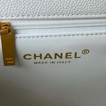 Chanel AS3921 Flap Chain Bag White Calfskin Gold