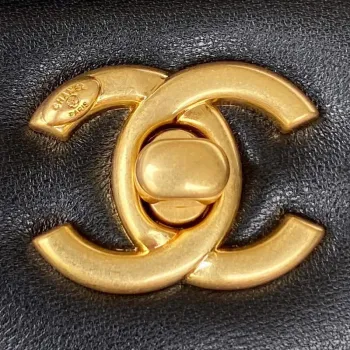 Chanel AS3456 Mini Flap Bag Lambskin & Gold Tone Metal Black