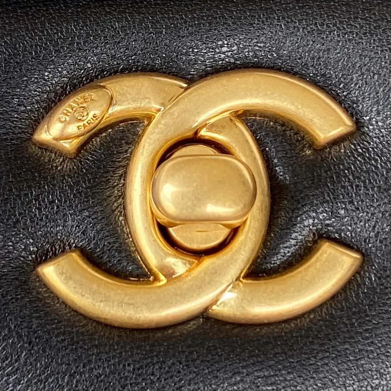 Chanel AS3456 Mini Flap Bag Lambskin & Gold Tone Metal Black