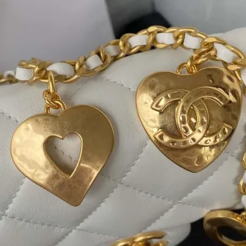 Chanel AS3456 Mini Flap Bag Lambskin & Gold Tone Metal White