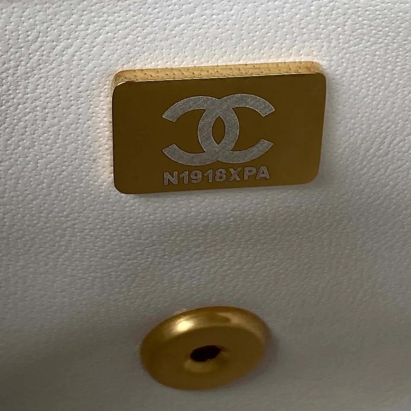 Chanel AS3456 Mini Flap Bag Lambskin & Gold Tone Metal White
