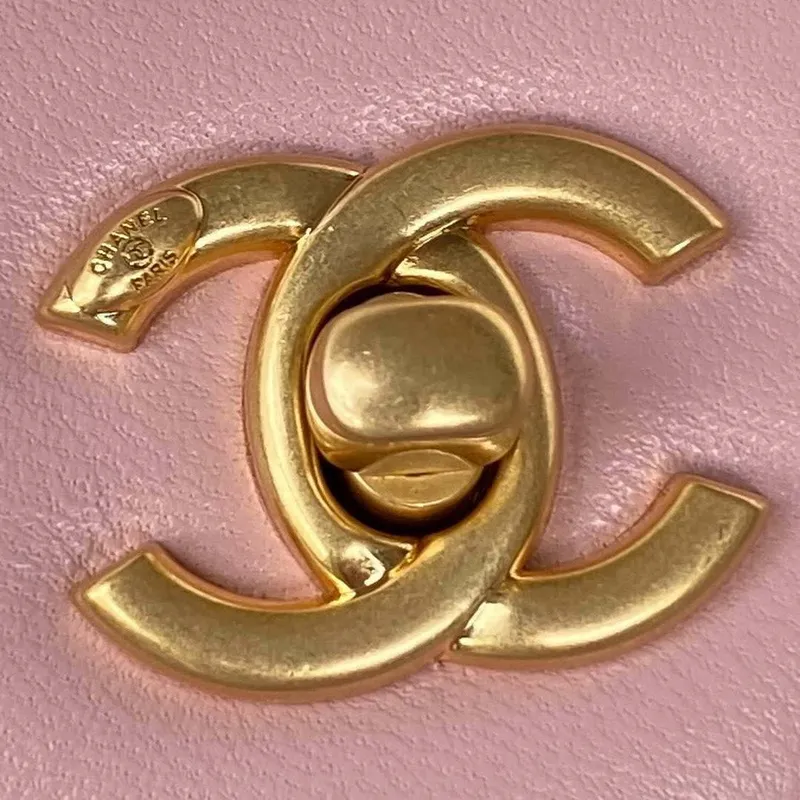 Chanel AS3456 Mini Flap Bag Lambskin & Gold Tone Metal Pink