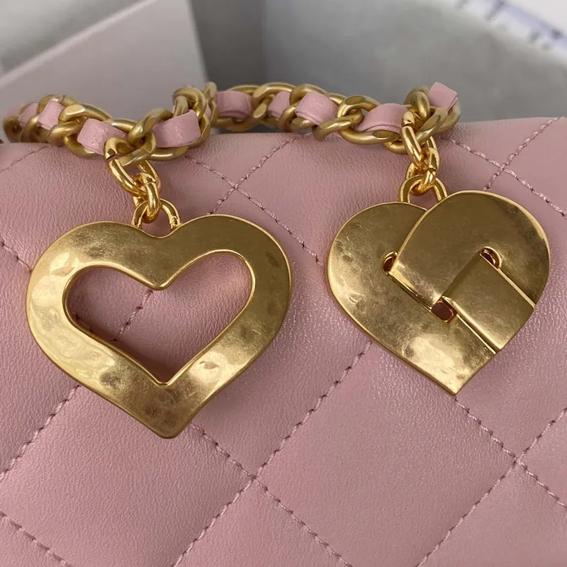 Chanel AS3456 Mini Flap Bag Lambskin & Gold Tone Metal Pink