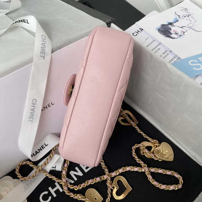 Chanel AS3456 Mini Flap Bag Lambskin & Gold Tone Metal Pink