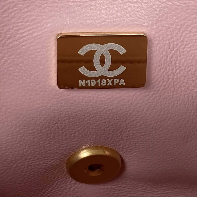 Chanel AS3456 Mini Flap Bag Lambskin & Gold Tone Metal Pink