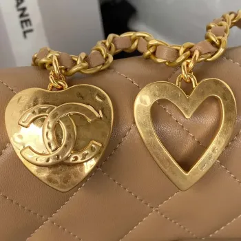 Chanel AS3456 Mini Flap Bag Lambskin & Gold Tone Metal Apricot