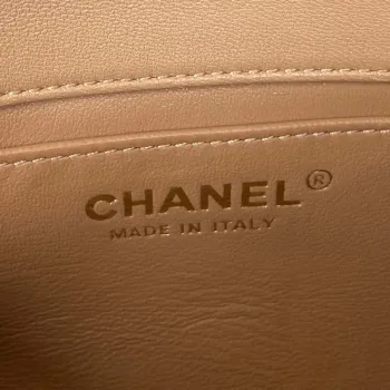 Chanel AS3456 Mini Flap Bag Lambskin & Gold Tone Metal Apricot