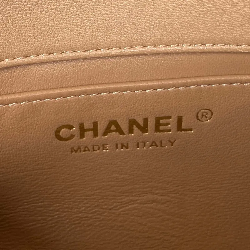 Chanel AS3456 Mini Flap Bag Lambskin & Gold Tone Metal Apricot