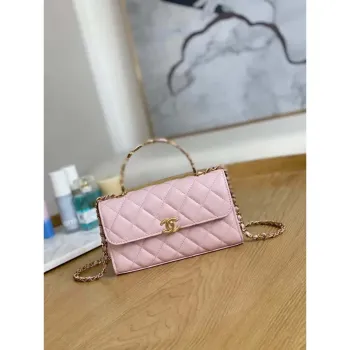 Chanel AP2946 Phone Holder Clutch with Chain Lambskin Pink