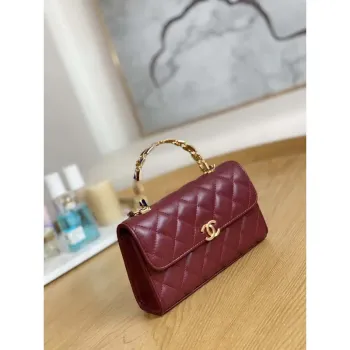 Chanel AP2946 Phone Holder Clutch with Chain Lambskin Wine Red