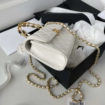 Chanel AP2946 Phone Holder Clutch with Chain Lambskin White