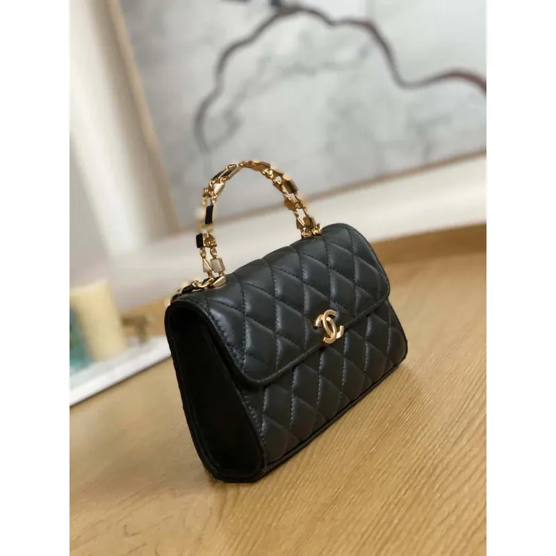 Chanel AP2946 Phone Holder Clutch with Chain Lambskin Black