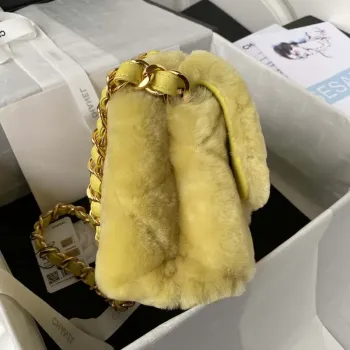 Chanel AS3499 Flap Bag Shearling Yellow