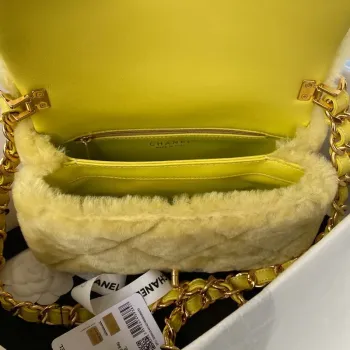 Chanel AS3499 Flap Bag Shearling Yellow