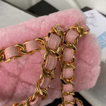 Chanel AS3499 Flap Bag Shearling Pink