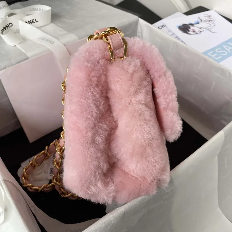 Chanel AS3499 Flap Bag Shearling Pink