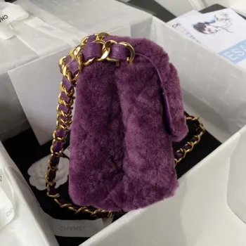 Chanel AS3499 Flap Bag Shearling Purple