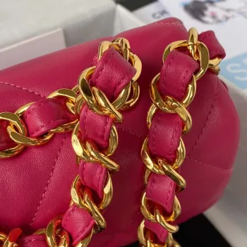 Chanel AS3499 Flap Bag Lambskin Rose Red