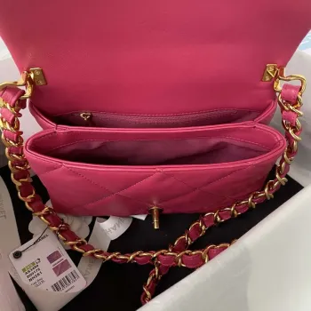 Chanel AS3499 Flap Bag Lambskin Rose Red
