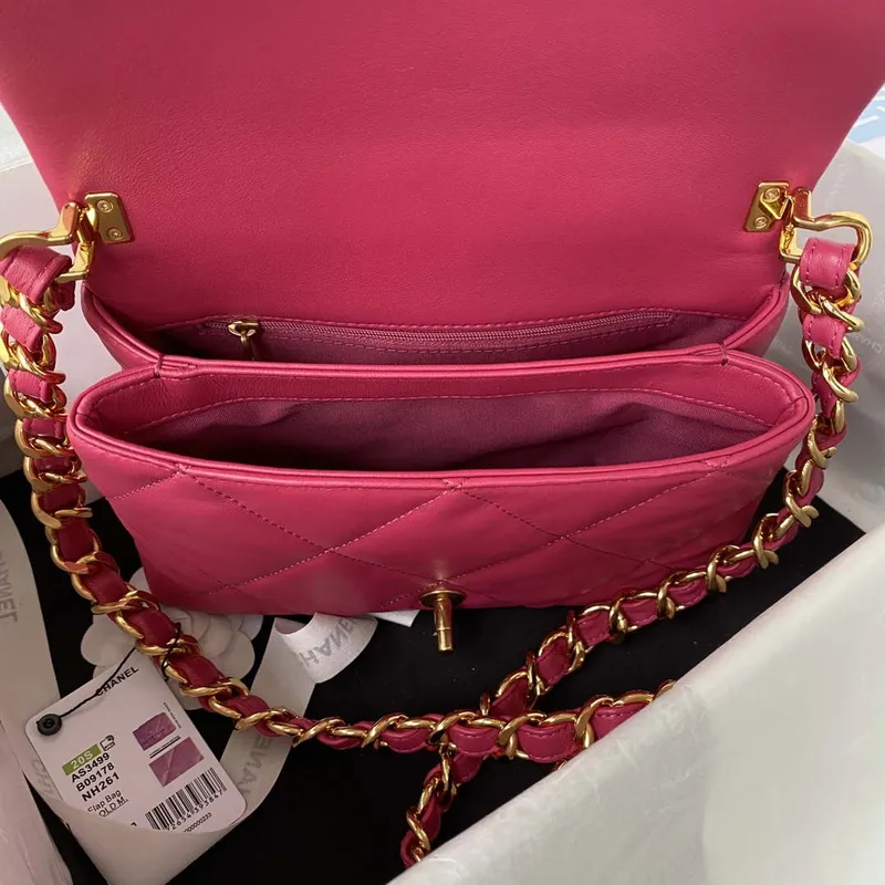 Chanel AS3499 Flap Bag Lambskin Rose Red