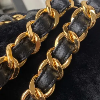 Chanel AS3498 Flap Bag Shearling Black