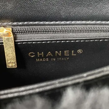 Chanel AS3498 Flap Bag Shearling Black