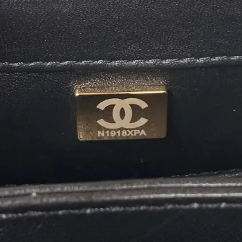 Chanel AS3498 Flap Bag Shearling Black
