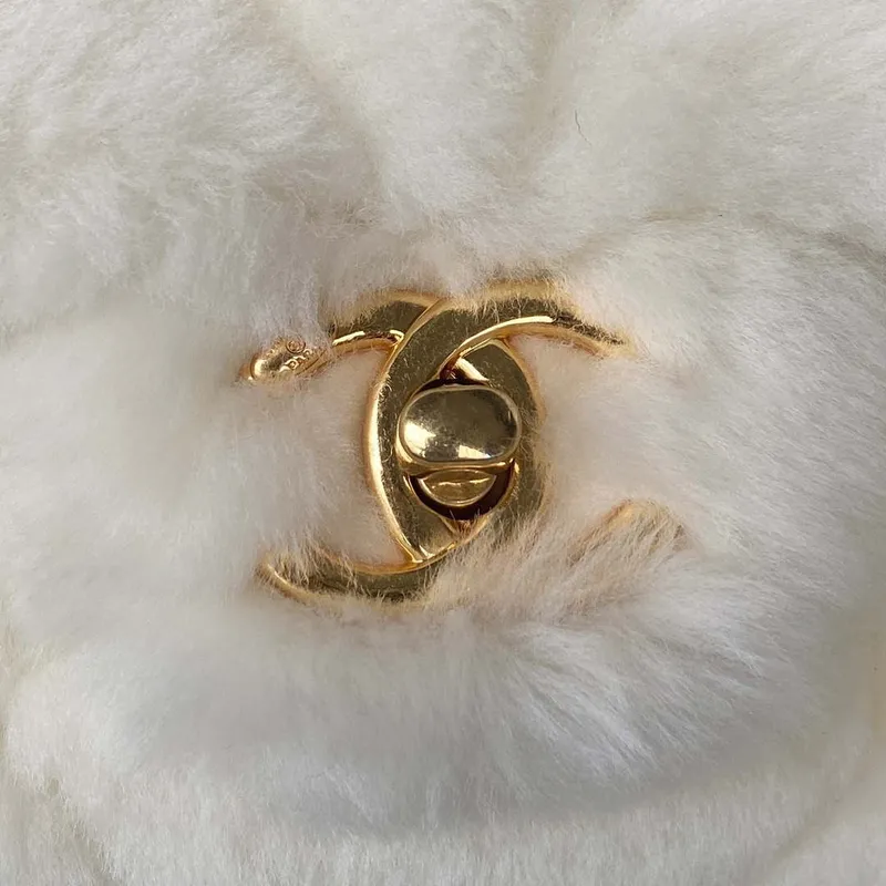 Chanel AS3498 Flap Bag Shearling Beige