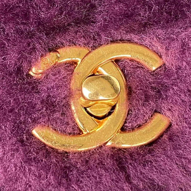 Chanel AS3498 Flap Bag Shearling Purple