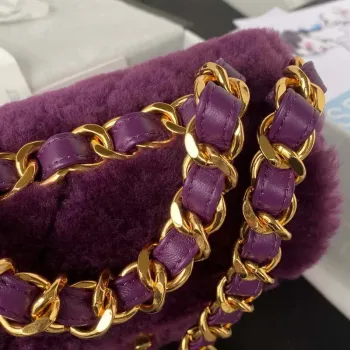 Chanel AS3498 Flap Bag Shearling Purple