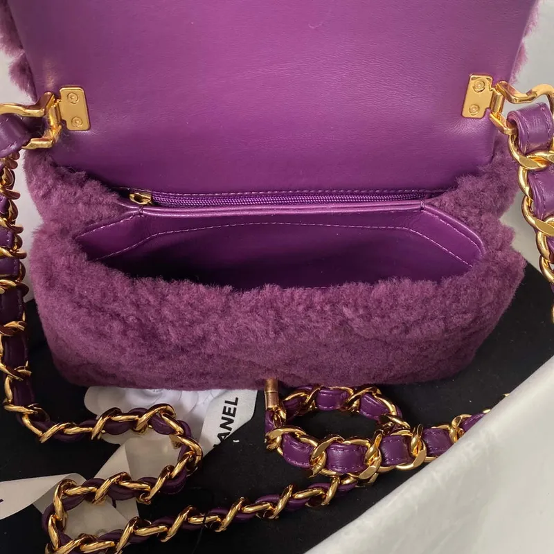 Chanel AS3498 Flap Bag Shearling Purple