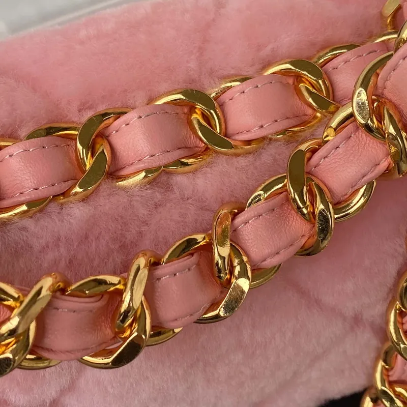 Chanel AS3498 Flap Bag Shearling Pink