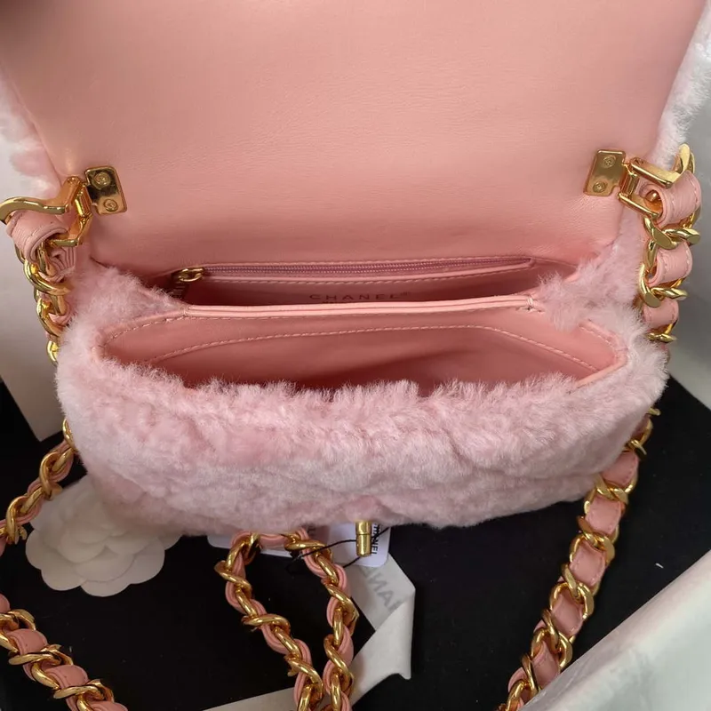 Chanel AS3498 Flap Bag Shearling Pink