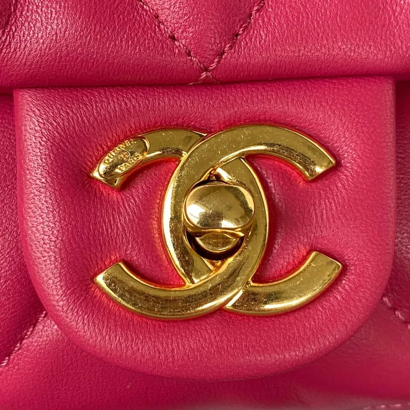 Chanel flap bag Lambskin AS3498 Rose Red