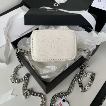Chanel AP2718 Small Vanity With Chain Calfskin White