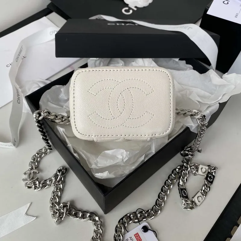 Chanel AP2718 Small Vanity With Chain Calfskin White