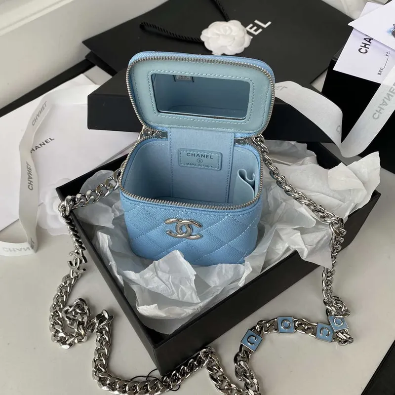 Chanel AP2718 Small Vanity With Chain Calfskin Blue