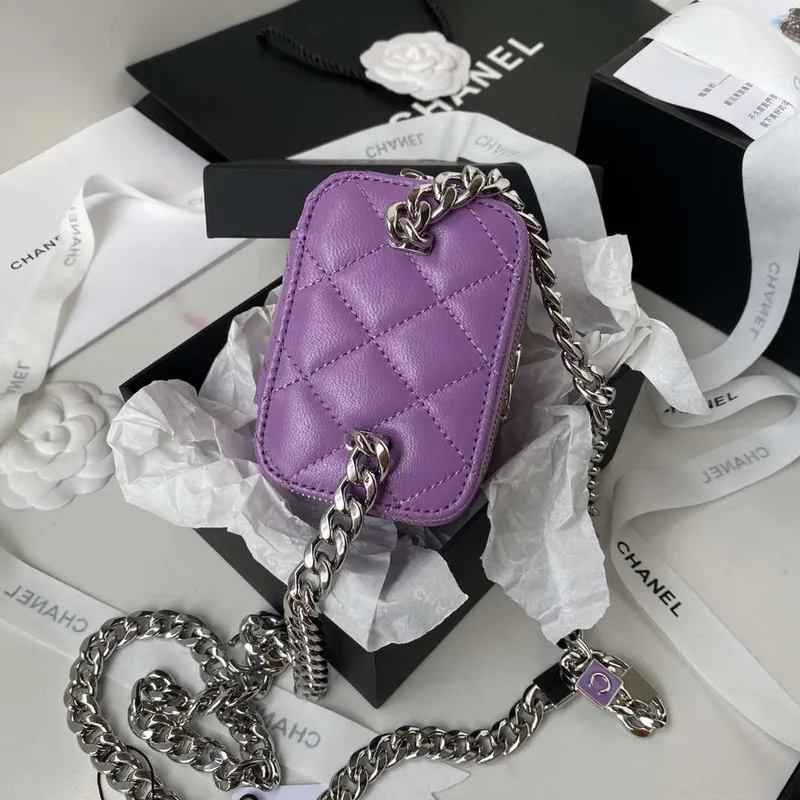 Chanel AP2718 Small Vanity With Chain Purple Lambskin