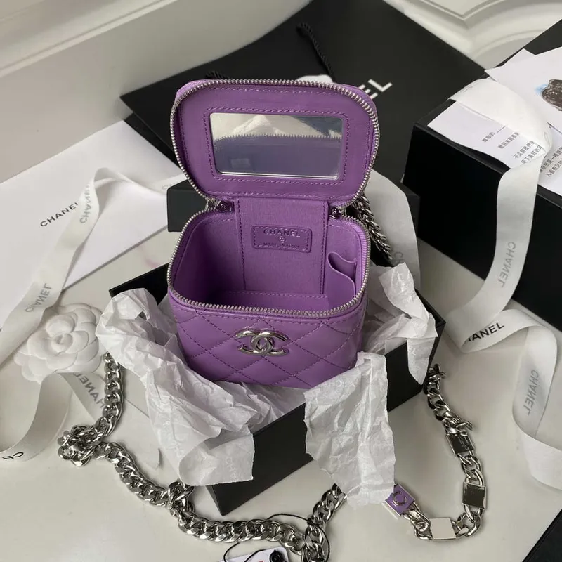 Chanel AP2718 Small Vanity With Chain Purple Lambskin