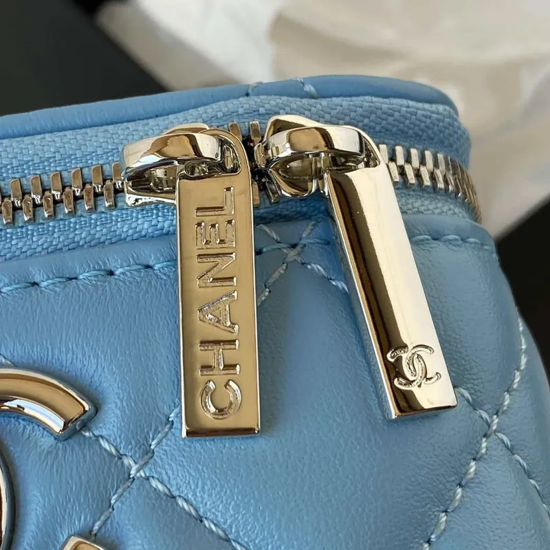 Chanel AP2718 Small Vanity With Chain Blue Lambskin