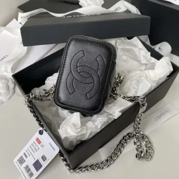 Chanel AP2718 Small Vanity With Chain Black Lambskin