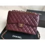 Chanel A58600 Large Classic Handbag Grained shiny Calfskin Wine Red Gold