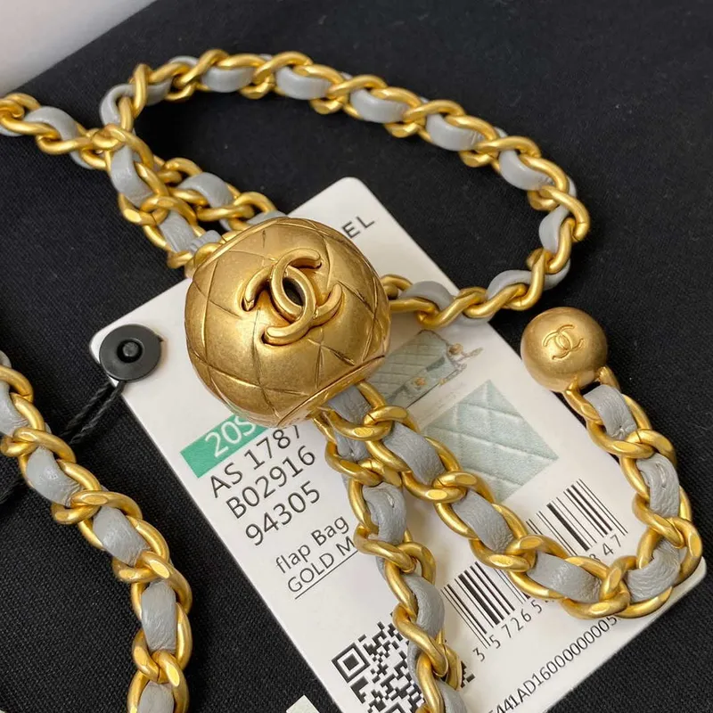 Chanel AS1787 Mini Flap Bag Lambskin Gray Gold