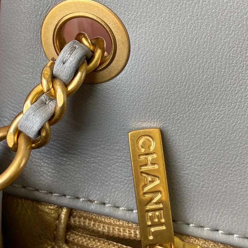 Chanel AS1787 Mini Flap Bag Lambskin Gray Gold
