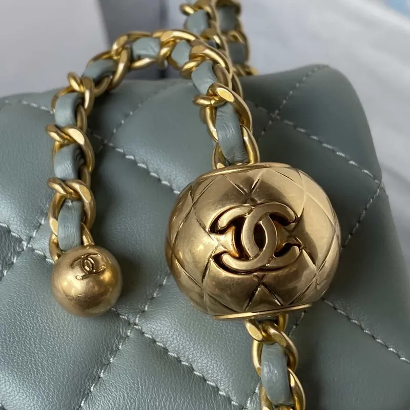Chanel AS1787 Mini Flap Bag Lambskin Blue Gold